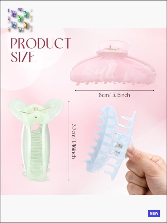 64 Pcs Large Acrylic Hair Claw Clips Bulk Non-slip Strong Hold Barrettes main image 4